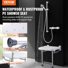 VEVOR Asiento de Ducha Plegable de PE 400 x 375 x 425 mm Montado en la Pared