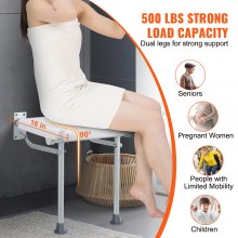 VEVOR Asiento de Ducha Plegable de PE 400 x 375 x 425 mm Montado en la Pared