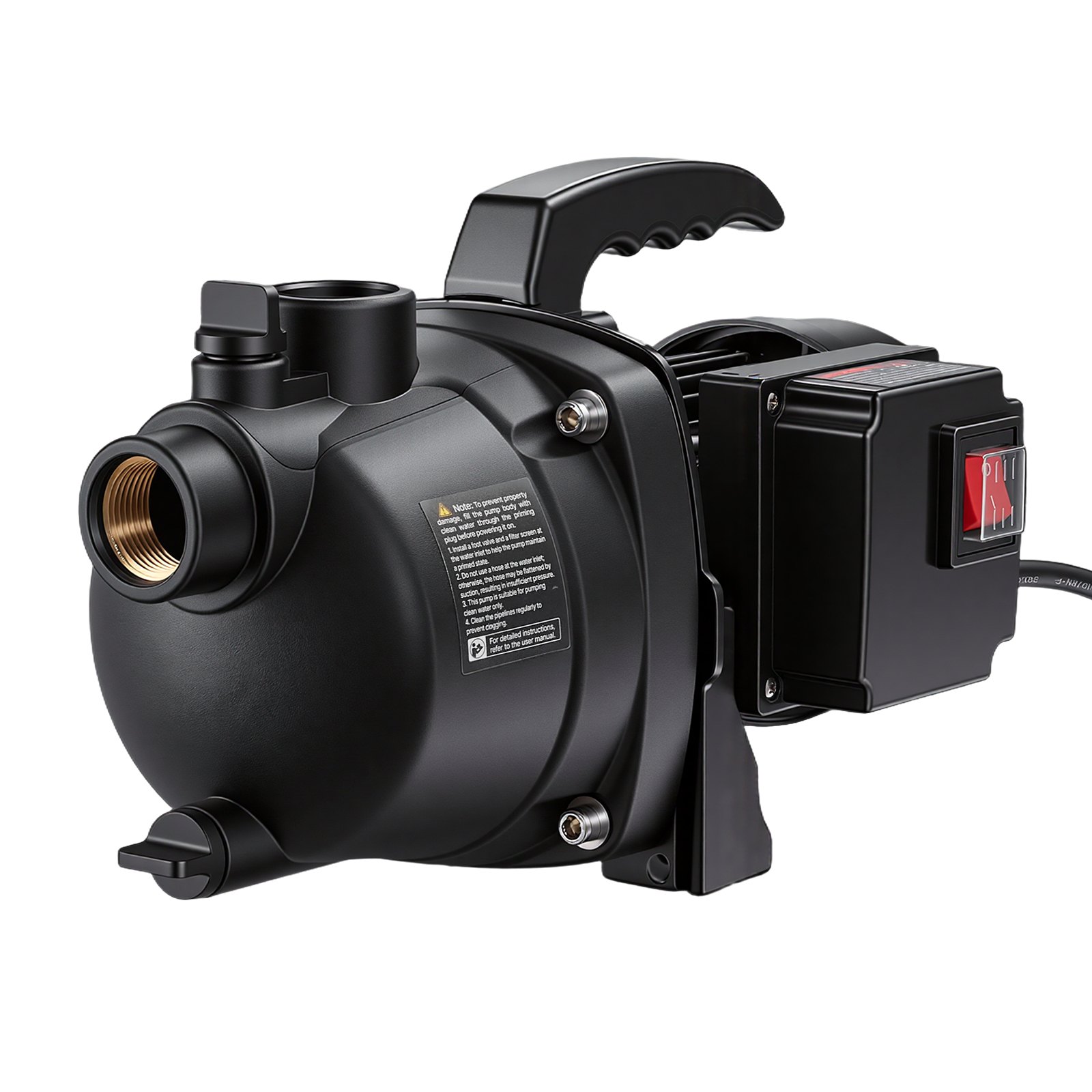 VEVOR Bomba de Chorro de PP para Pozos Poco Profundos 800 W 230 V, Caudal Máximo de 3700 L/h, Altura de Succión de 8 m, Protección Térmica, Voltaje Estándar Europeo, para Riego de Jardines, Césped
