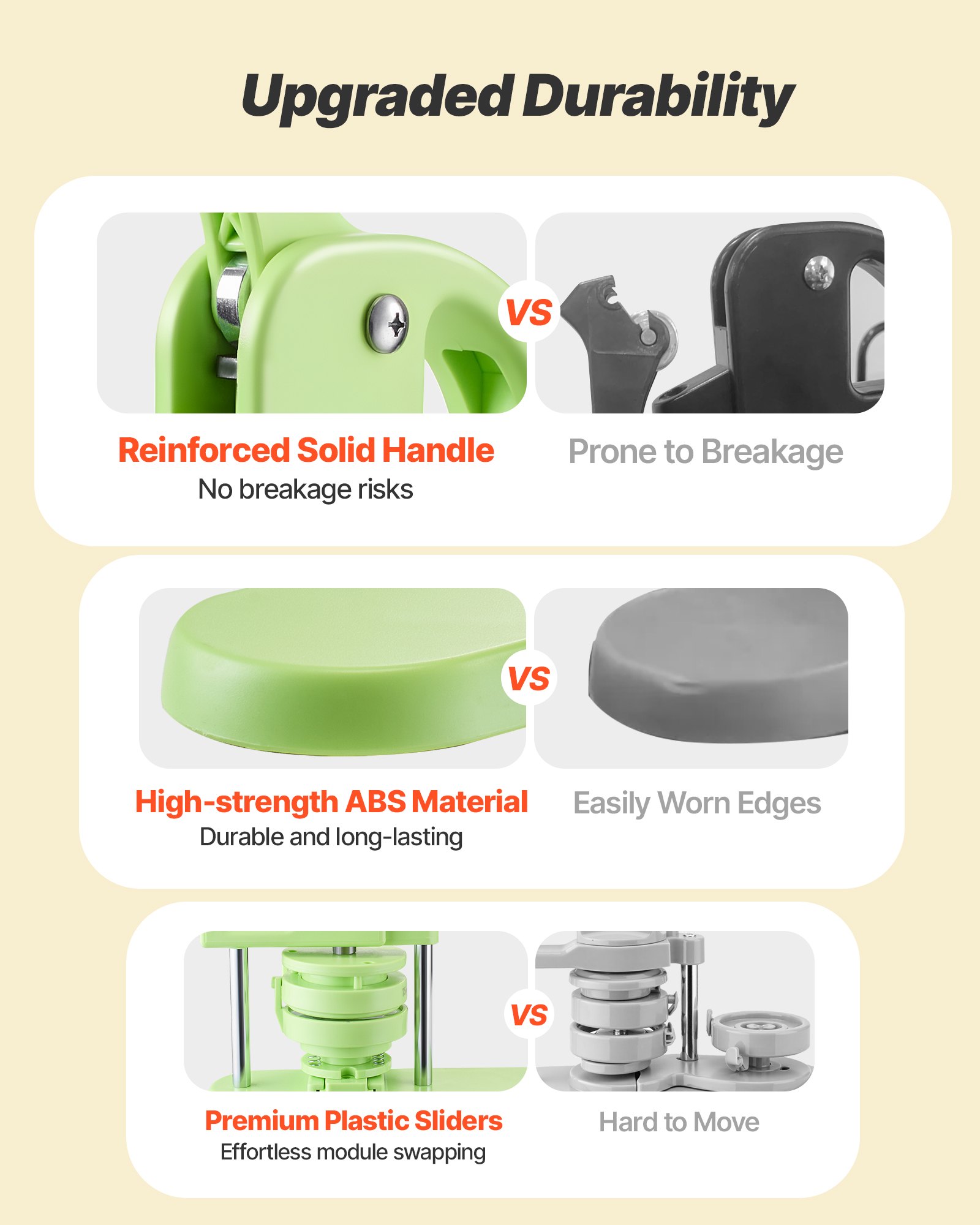 VEVOR Máquina para Hacer Insignias 32 mm y 58 mm, Máquina para Fabricar Chapas 200 Juegos de Botones, Mango Ergonómico Reforzado, para Crear Insignias, Pines Personalizados, Llaveros, Chapas, Verde