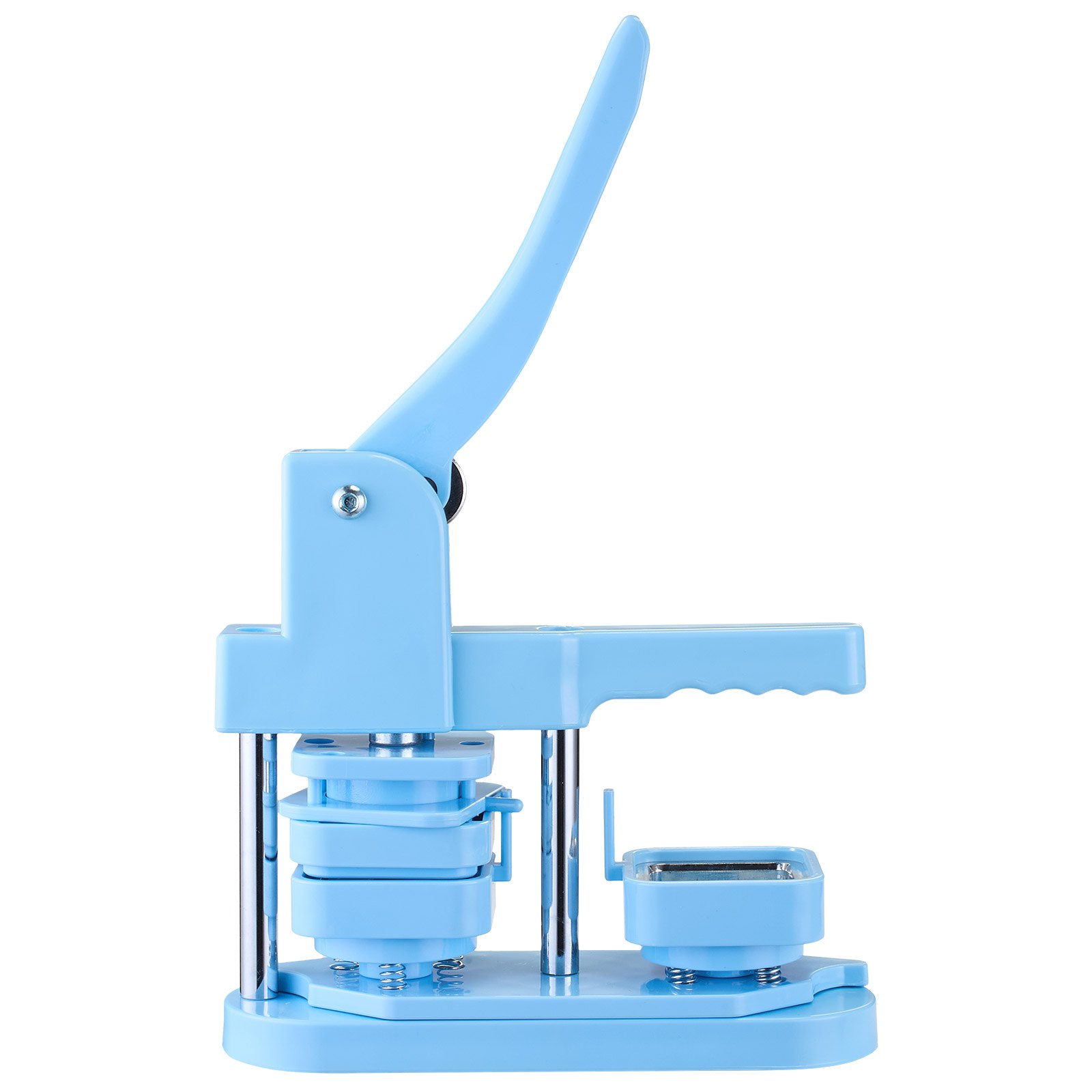 VEVOR Máquina para Hacer Insignias Cuadradas 50x50 mm Máquina para Fabricar Chapas 100 Kits de Botones con Carcasas Frontales de Hojalata, Tapas Traseras de Plástico, Películas Transparentes, Azul