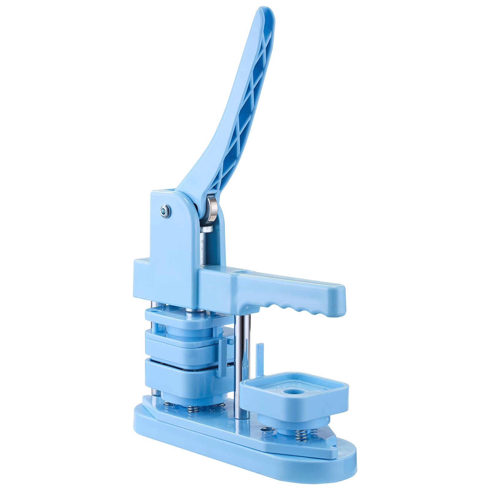 VEVOR Máquina para Hacer Insignias Cuadradas 50x50 mm Máquina para Fabricar Chapas 100 Kits de Botones con Carcasas Frontales de Hojalata, Tapas Traseras de Plástico, Películas Transparentes, Azul