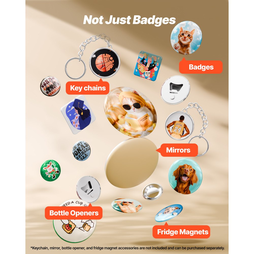 VEVOR Máquina para Hacer Insignias de 58 mm, Máquina para Fabricar Chapas 100 Juegos de Botones, Mango Ergonómico Reforzado, para Crear Insignias, Pines Personalizados, Llaveros, Chapas, Verde