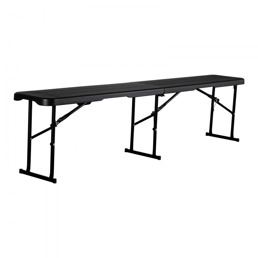 Banco plegable de plástico VEVOR, banco plegable portátil de 6 pies, banco exterior impermeable de HDPE suave, asiento para picnic, camping, comedor con asa de transporte, para actividades de entretenimiento en el jardín, fútbol, color negro (paquete de 1)