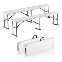 VEVOR Banco Plegable Plástico Portátil de Exteriores 1820 x 280 x 430 mm Blanco