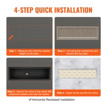 VEVOR Nicho Empotrable para Baño 127x40,64x10 cm Nicho de Ducha Montado en Pared Estante de Plástico XPS Simple Esquinas Cuadradas Protección Sellada para Baño, Ducha, Almacenamiento de Jabón, Negro