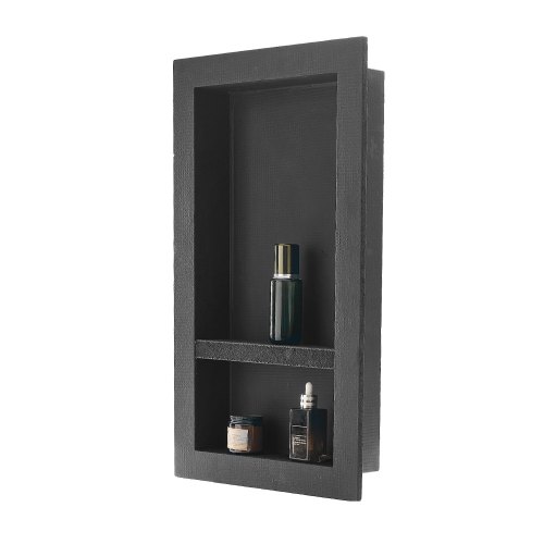 VEVOR Nicho de Ducha Empotrado 40,6 x 71,1 x 10,2 cm Estante Divisor de Pared para Baño Organizador para Jabón y Champú, Esquinas Cuadradas Diseño Impermeable y Sellado para Ducha de Baño, Negro