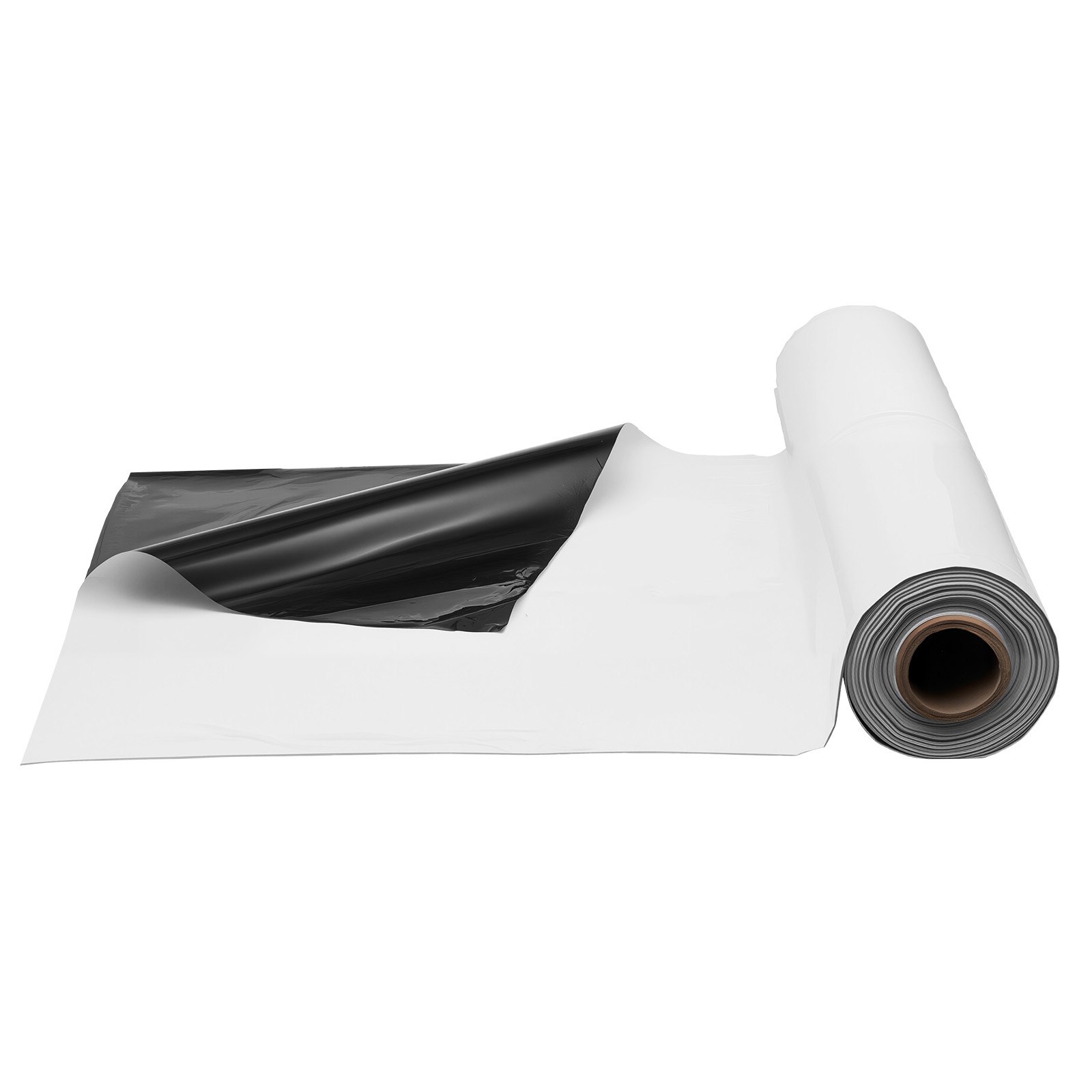 VEVOR Rollo de Láminas de Plástico 14 mil 3,05 x 30,48 m Barrera de Vapor para Espacios de Acceso Lámina de Polietileno Resistente para Jardín Suministros de Plástico Agrícola, Blanco y Negro