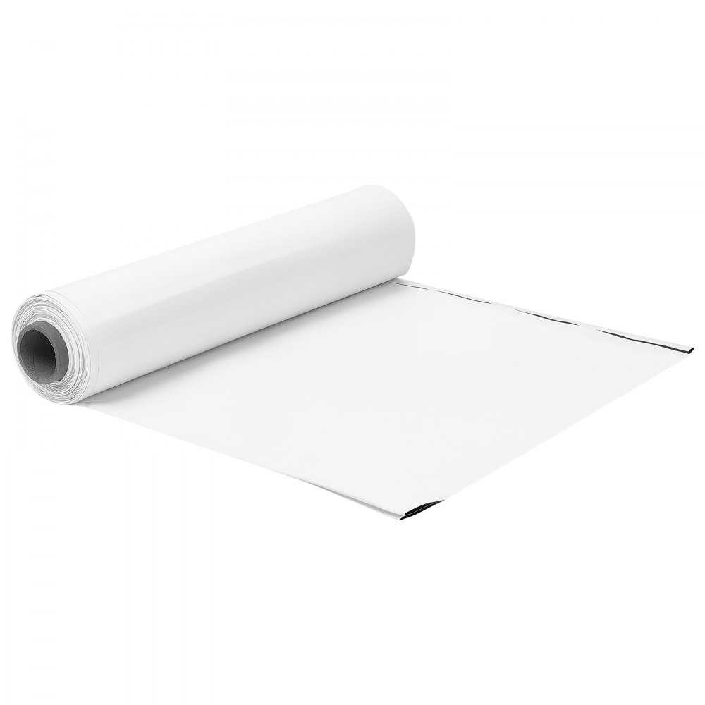 VEVOR Rollo de Láminas de Plástico de Polietileno 3,05 x 15,24 m de Jardín, Malla Antihierbas de Espesor de 0,3 mm, Control de Malas Hierbas, Barrera de Vapor, Cubierta para Invernadero, Blanco Negro