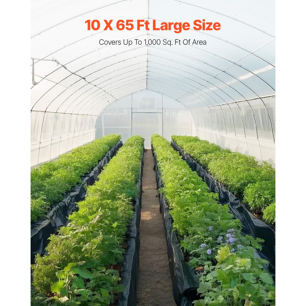 VEVOR Rollo de Láminas de Plástico 10 mil 3,05 x 19,81 m Barrera de Vapor para Espacios de Acceso Lámina de Polietileno Resistente para Jardín Suministros de Plástico Agrícola, Blanco y Negro