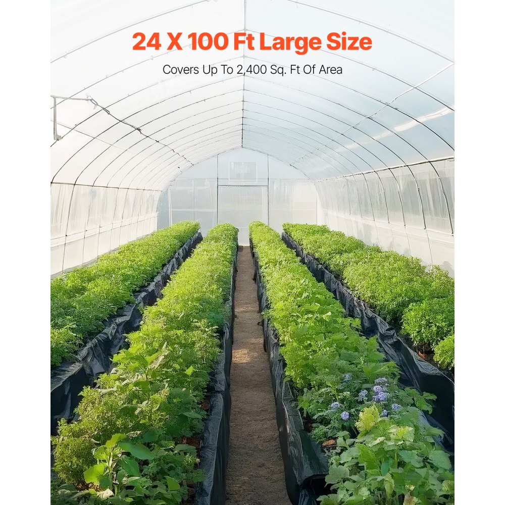 VEVOR Rollo de Láminas de Plástico Espesor de 6 mil 7,31 x 30,48 m Barrera de Vapor para Espacios de Acceso Lámina de Polietileno Resistente para Jardín Suministros de Plástico Agrícola, Negro