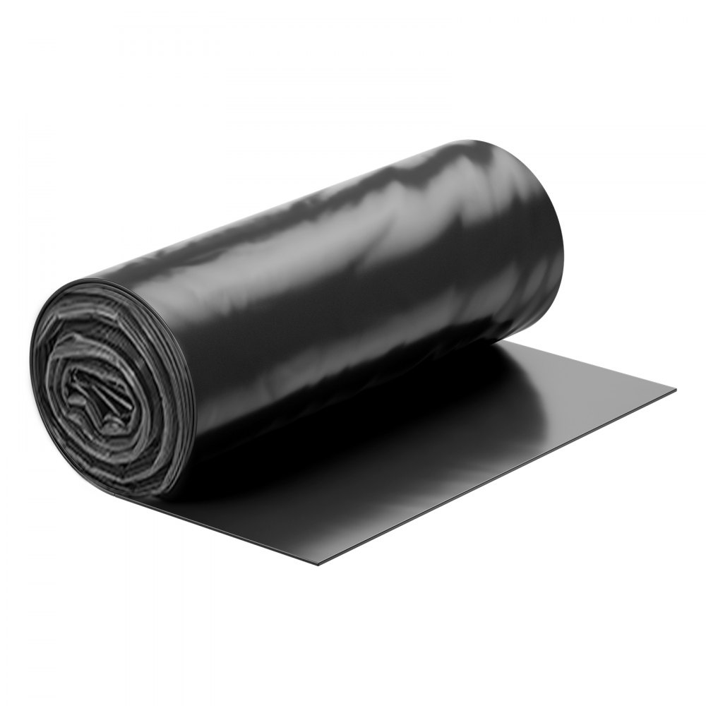 VEVOR Rollo de Láminas de Plástico Espesor de 4 mil 0,91 x 15,24 m Barrera de Vapor para Espacios de Acceso Lámina de Polietileno Resistente para Jardín Suministros de Plástico Agrícola, Negro