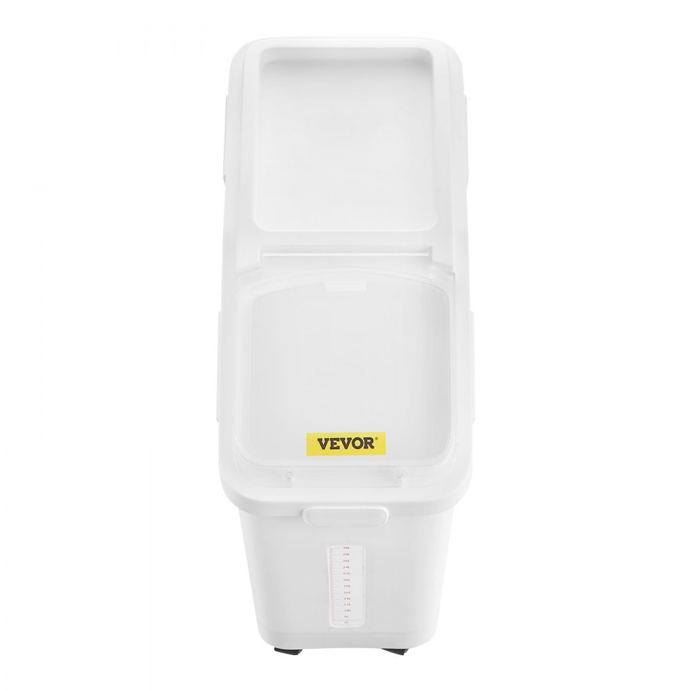 VEVOR Contenedor de Cereales 50 L/11,4 Gal Caja de Almacenamiento de Arroz Material de PP+PET, Dispensador de Arroz Espesor de 3 mm con Panel de Escala Precisa y Gran Capacidad para Cocina, Blanco