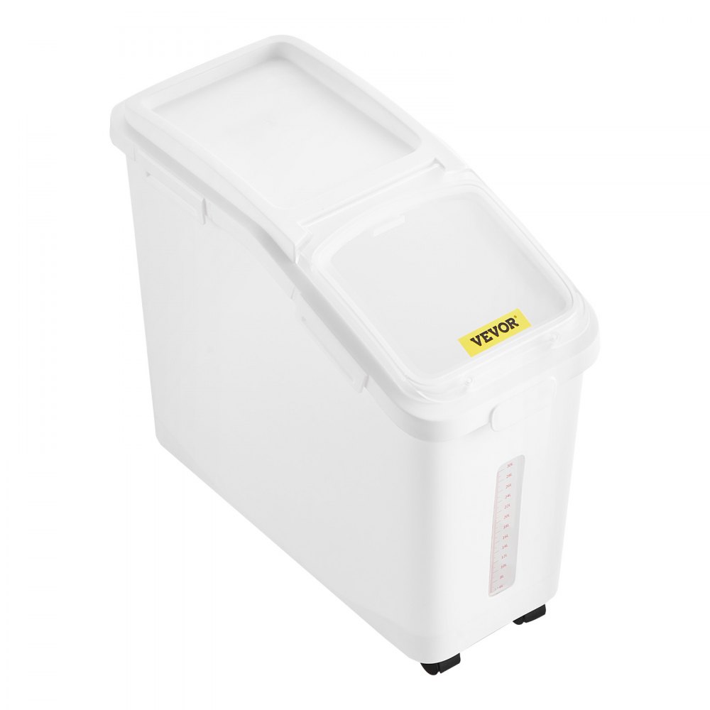 VEVOR Contenedor de Cereales 50 L/11,4 Gal Caja de Almacenamiento de Arroz Material de PP+PET, Dispensador de Arroz Espesor de 3 mm con Panel de Escala Precisa y Gran Capacidad para Cocina, Blanco