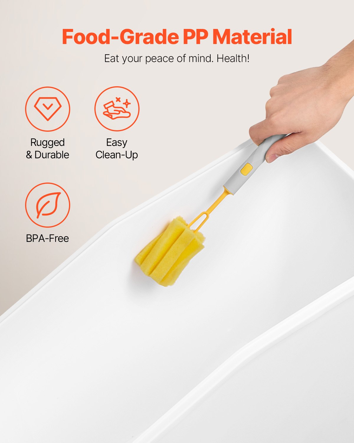 VEVOR Contenedor de Cereales 50 L/11,4 Gal Caja de Almacenamiento de Arroz Material de PP+PET, Dispensador de Arroz Espesor de 3 mm con Panel de Escala Precisa y Gran Capacidad para Cocina, Blanco