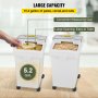 VEVOR Contenedor de Harina 15kg, Contenedor de Arroz 2 piezas / juego con Tapas y Ruedas Blanco, Contenedor de Almacenamiento de Arroz con 4 Ruedas Giratorias, Alimento Caja de Almacenamiento