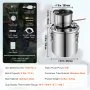 VEVOR Destilador de Alcohol, de Acero Inoxidable de 11,4 L, Kit de Fermentación para Refinación de Cerveza Casera con Termómetro de Doble Pantalla, para Vino, Whisky, Brandy, Plata, Φ 250 x 360 mm