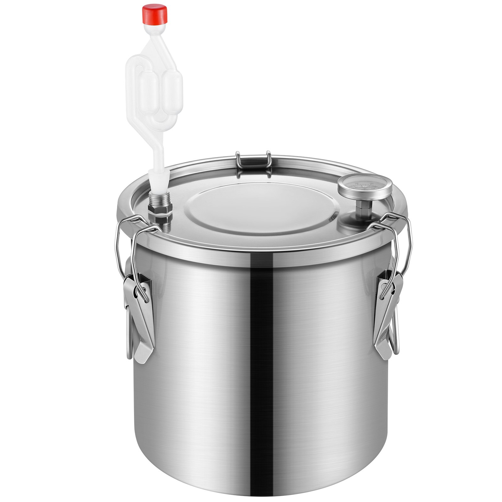 VEVOR Destilador de Alcohol, de Acero Inoxidable de 11,4 L, Kit de Fermentación para Refinación de Cerveza Casera con Termómetro de Doble Pantalla, para Vino, Whisky, Brandy, Plata, Φ 250 x 360 mm