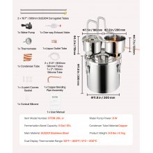 VEVOR Destilador de Alcohol de Agua sin Gas Barril de Bombeo 19 L Φ 300 x 410 mm