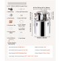 VEVOR 30L Water Alcohol Distillation System, Stainless Steel with Copper Coil for Rapid Cooling, Double Condenser Distillation Set with Secondary Distillation, for Wine, Whiskey, Brandy, Silver