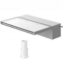 VEVOR Aliviadero para Fuente de Piscina de 11,8 x 3,2 x 8,1 pulgadas, Aliviadero de Fuente de Acrílico Sólido con Tira Azul de Luz LED, Fuente de Cascada para Estanque de Jardín, Piscina, Cuadrados