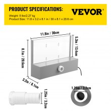 VEVOR Aliviadero para Fuente de Piscina de 11,8 x 3,2 x 8,1 Pulgadas, Aliviadero de Fuente de Acrílico Sólido con Tira Azul de Luz LED, Fuente de Cascada para Estanque de Jardín, Piscina, Cuadrados