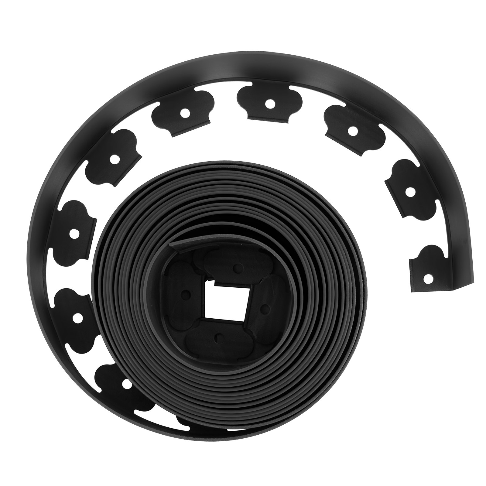 VEVOR Borde de Jardín, 10 m x 10 cm, Borde de Césped de Plástico con 30 Clavos y 2 Estacas de Tierra, Borde Paisajístico de Valla para Parterres, Pavimento de Jardín y Caminos de Grava, Negro