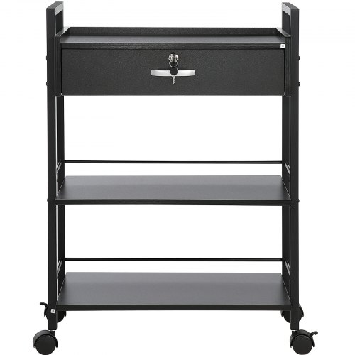 VEVOR Carrito de Salón de belleza, 3 niveles de Estantes con Cajón con Cerradura, Carro de Almacenamiento de MDF con 4 Ruedas, 2 con Cerradura para Peluquería, Salón de tatuaje, SPA, Salón de Belleza
