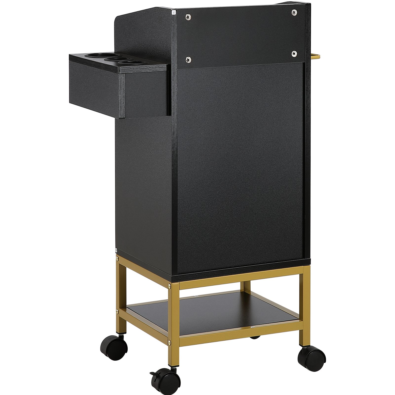 VEVOR Carrito para Salón de belleza y Peluquería con Tapa de Vidrio con 3 Cajones y Soporte para Secador, Carro de MDF con 4 Ruedas, 2 con Cerradura para Peluquería, SPA, Salón de Belleza