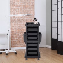 VEVOR Carro de Salón 6 Cajones Extraíbles Carro de Salón de Belleza con Cerradura con Soporte para Herramientas Carro Rodante de Peluquería de Plástico con Ruedas de Bloqueo para Peluquería SPA