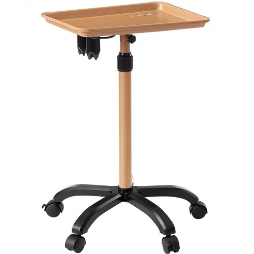 VEVOR Carro de Bandeja de Salón Altura Ajustable 762-1092,2mm Bandeja de Salón de Tatuajes con Placa 457x330mm Laminada en Frío con 5 Ruedas 2 con Cerradura para Clínica Peluquería Spa, Dorado y Negro