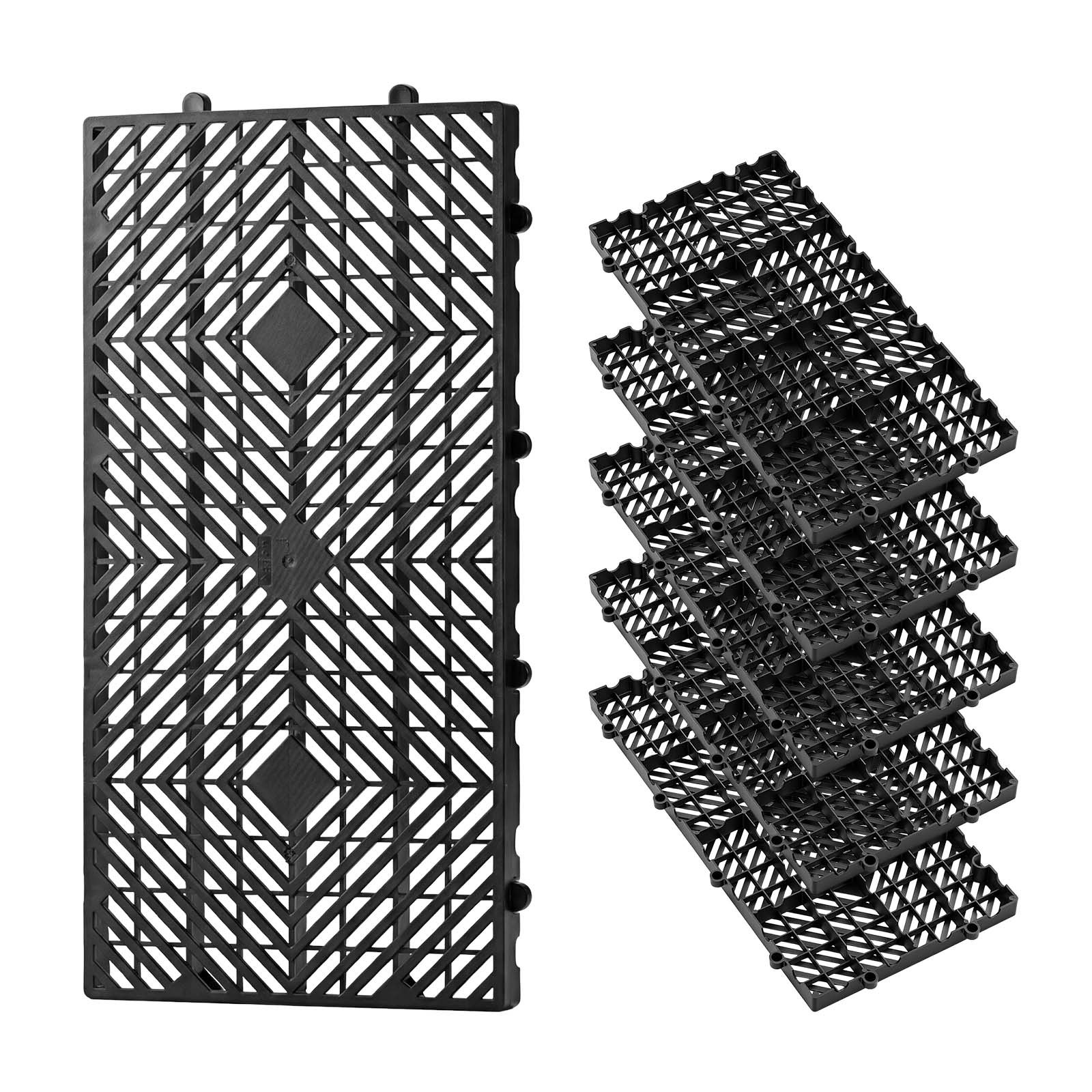 VEVOR Palet de Plástico, Capacidad de 1000 kg/m², Palet de Almacenamiento Apilable con Superficie Antideslizante, Rejilla Ventilada, para Logística Almacén Uso Doméstico, 600 x 300 x 30 mm, 6 Unidades