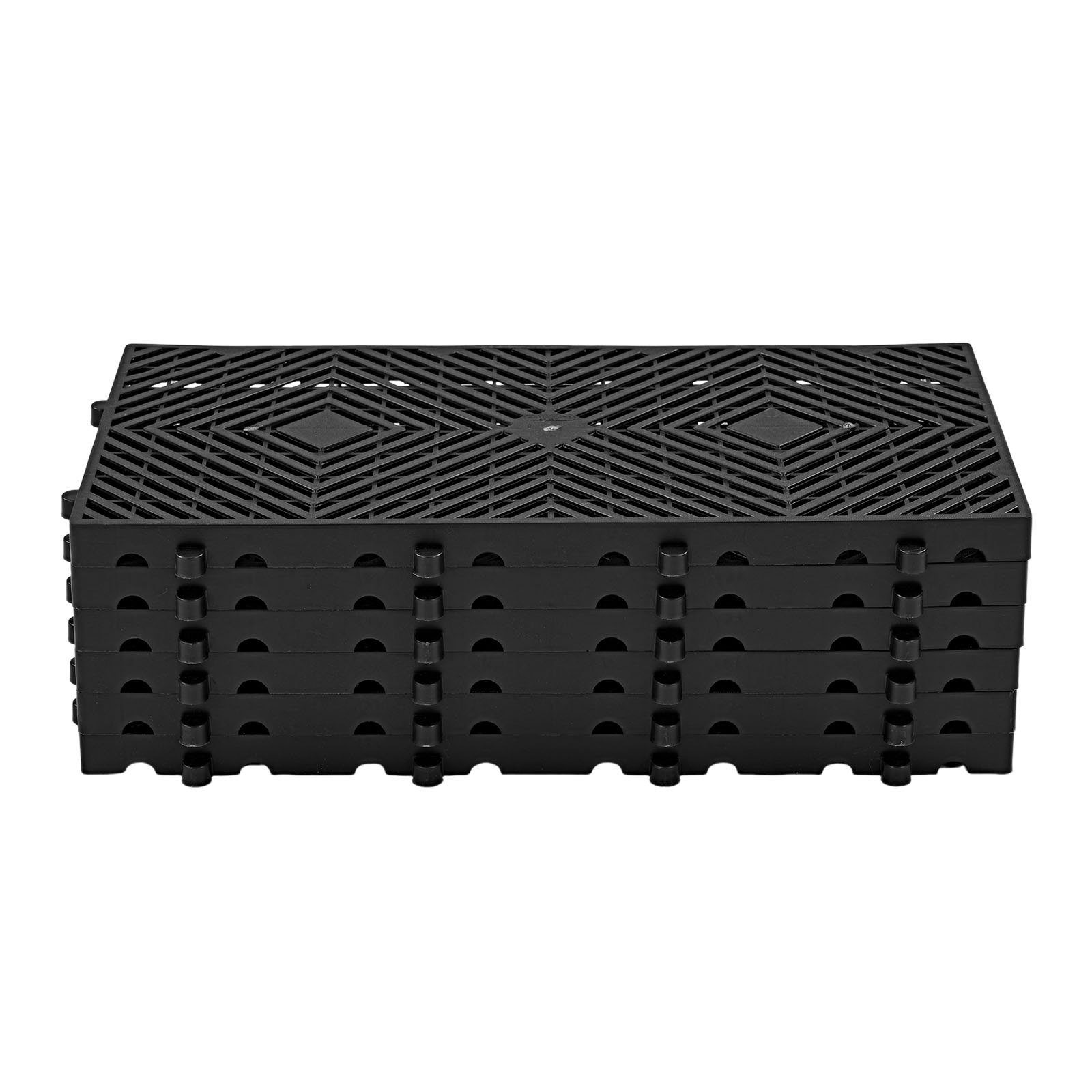 VEVOR Palet de Plástico, Capacidad de 1000 kg/m², Palet de Almacenamiento Apilable con Superficie Antideslizante, Rejilla Ventilada, para Logística Almacén Uso Doméstico, 600 x 300 x 30 mm, 6 Unidades