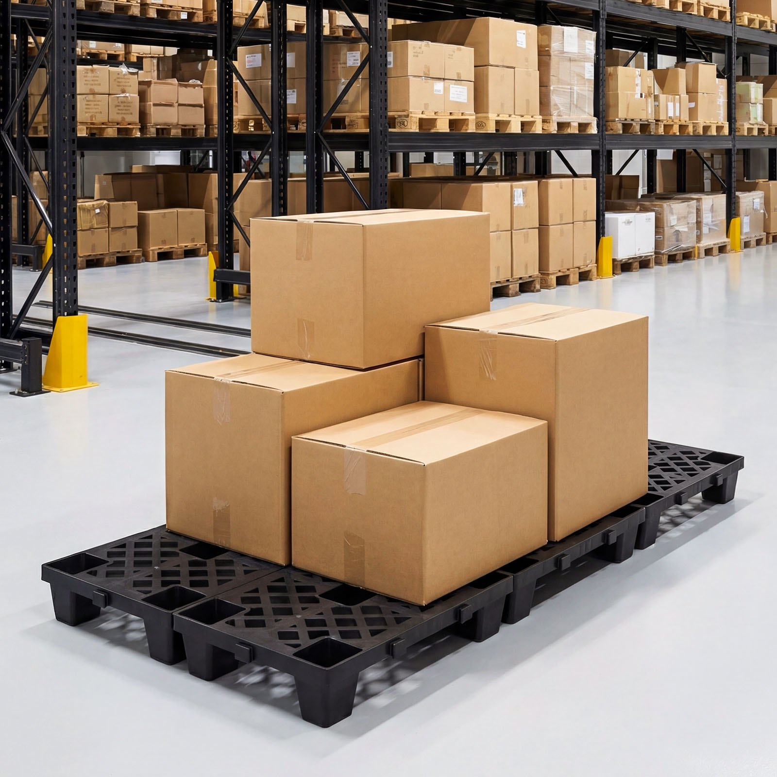 VEVOR Palet de Plástico, Capacidad de 1000 kg/m², Palet de Almacenamiento Apilable con Rejilla Ventilada, Superficie Antideslizante para Almacén Logística Uso Doméstico, 500 x 305 x 100 mm, 6 Unidades