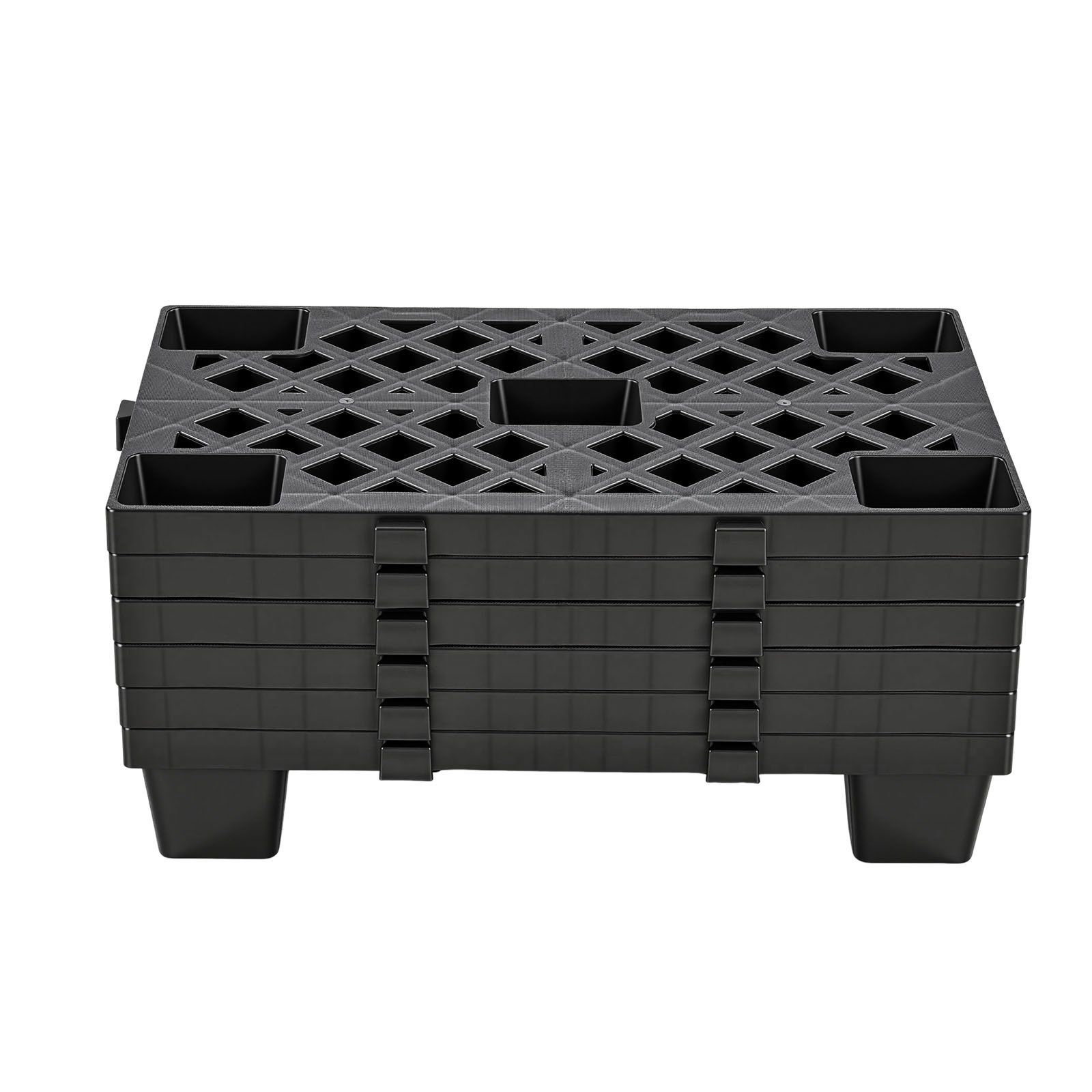 VEVOR Palet de Plástico, Capacidad de 1000 kg/m², Palet de Almacenamiento Apilable con Rejilla Ventilada, Superficie Antideslizante para Almacén Logística Uso Doméstico, 500 x 305 x 100 mm, 6 Unidades