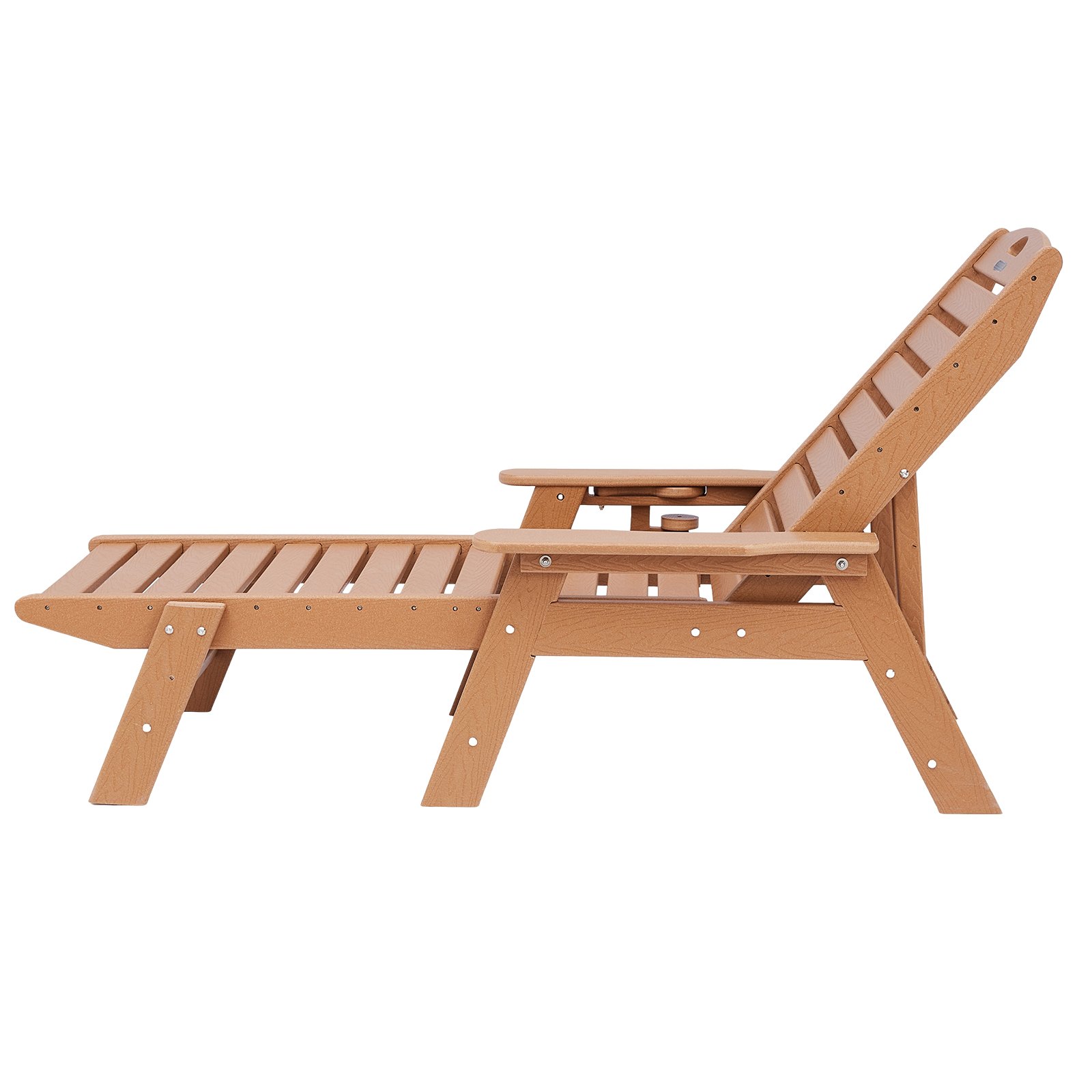 VEVOR Chaise Lounge Chair, Capacidad de peso de 450 lb, Sillón de patio ajustable para exteriores con respaldo de 6 posiciones, Sillón de HDPE con portavasos para piscina, terraza, patio trasero, césped, marrón