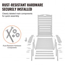 VEVOR Tumbona Reclinable de Relajación para Exteriores Carga de 204 kg, Blanco