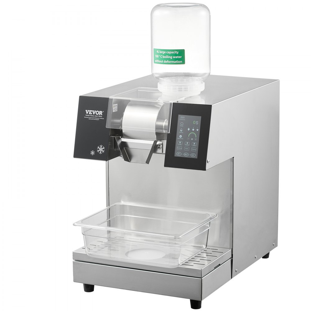 VEVOR Máquina de Hielo en Forma de Copos de Nieve 240kg/24h Máquina para Raspar Hielo Acero Inoxidable Sistema de Enfriamiento por Líquido para Rápida Disipación del Calor para Panaderías, Cafeterías
