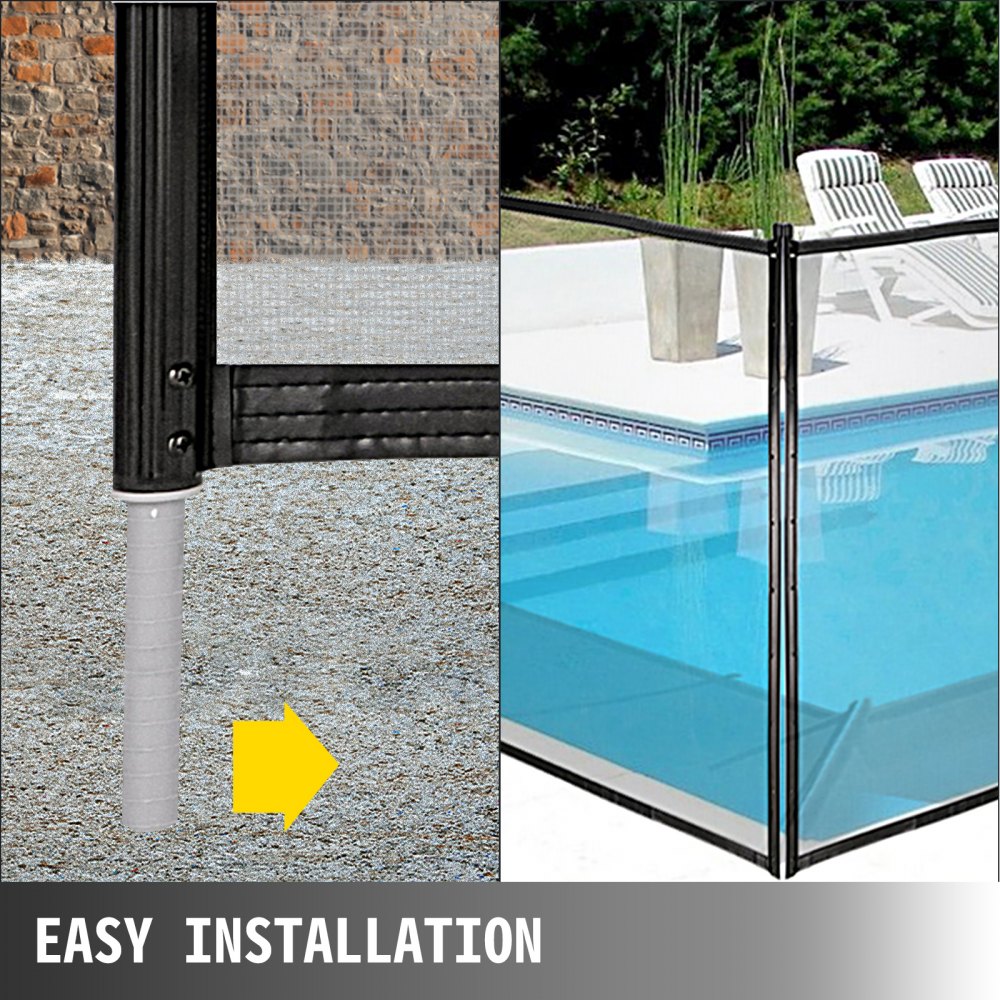 Cercas Plásticas De Piscina Enterradas, Valla Para Piscinas 4x48 Pies Negro