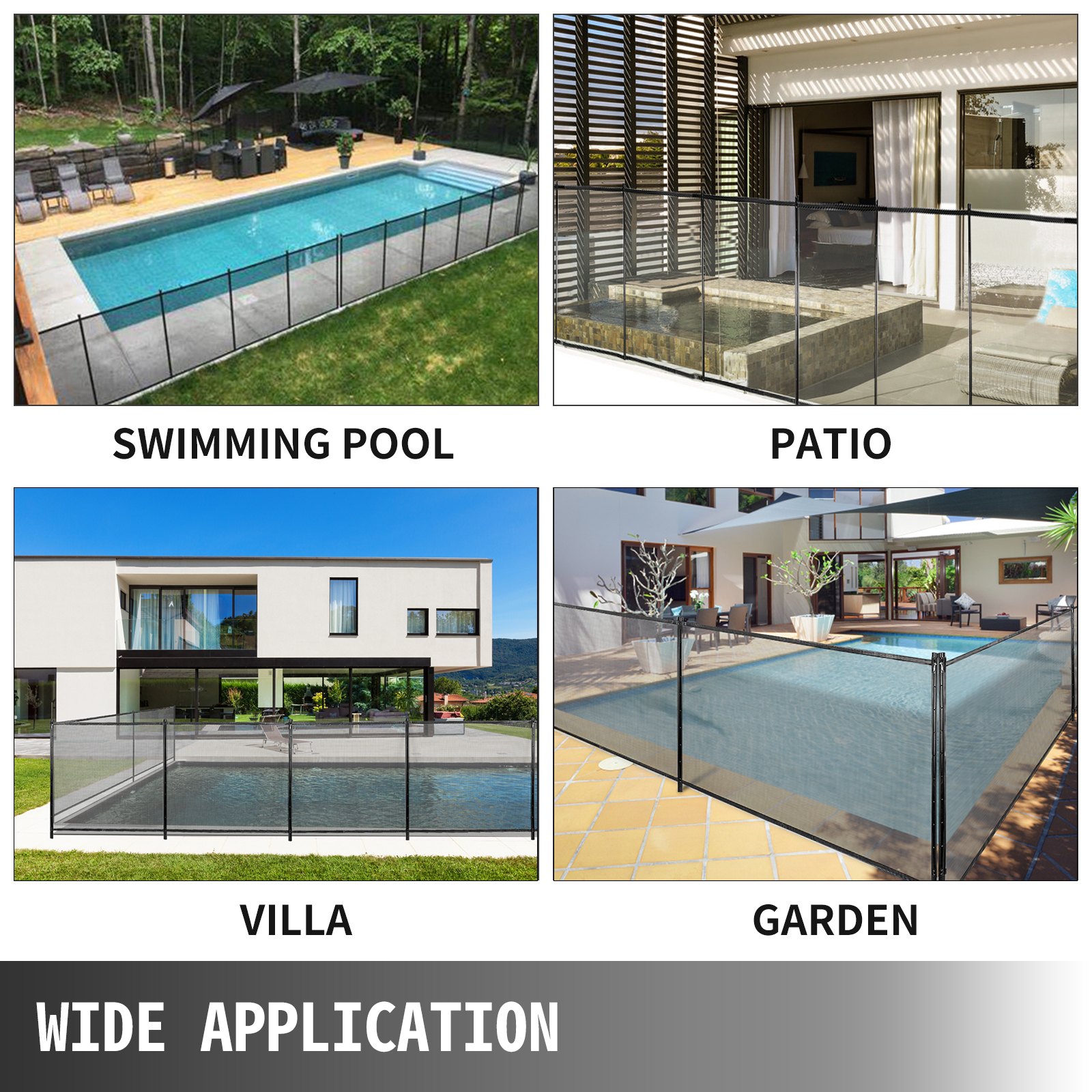 Cercas Plásticas De Piscina Enterradas, Valla Para Piscinas 4x48 Pies Negro