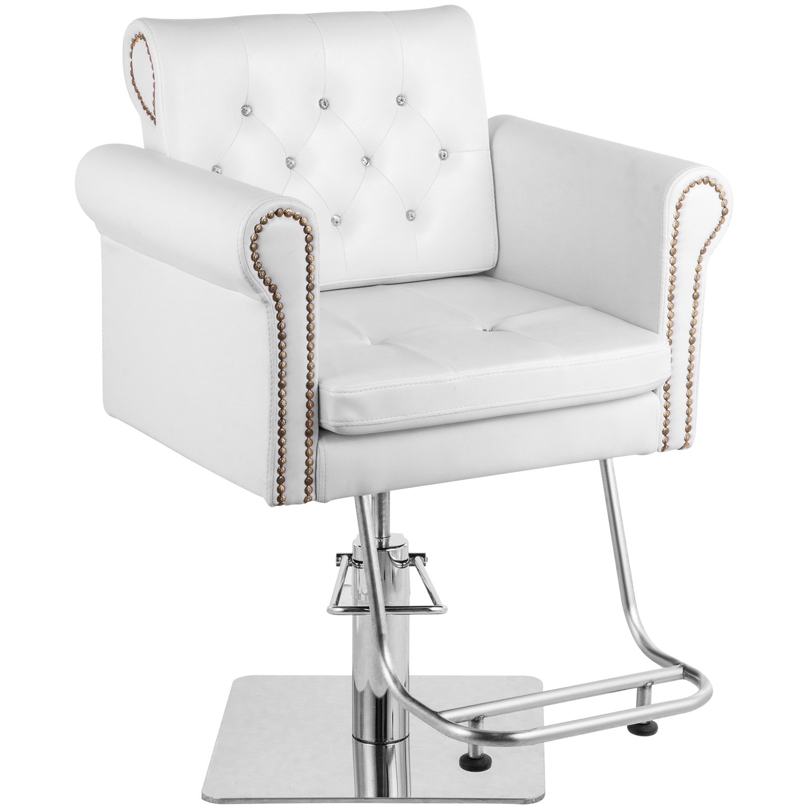 VEVOR Sillas de Peluquería Sillón Barbero para Salón 65 x 50 x 91-105 cm, Blanco