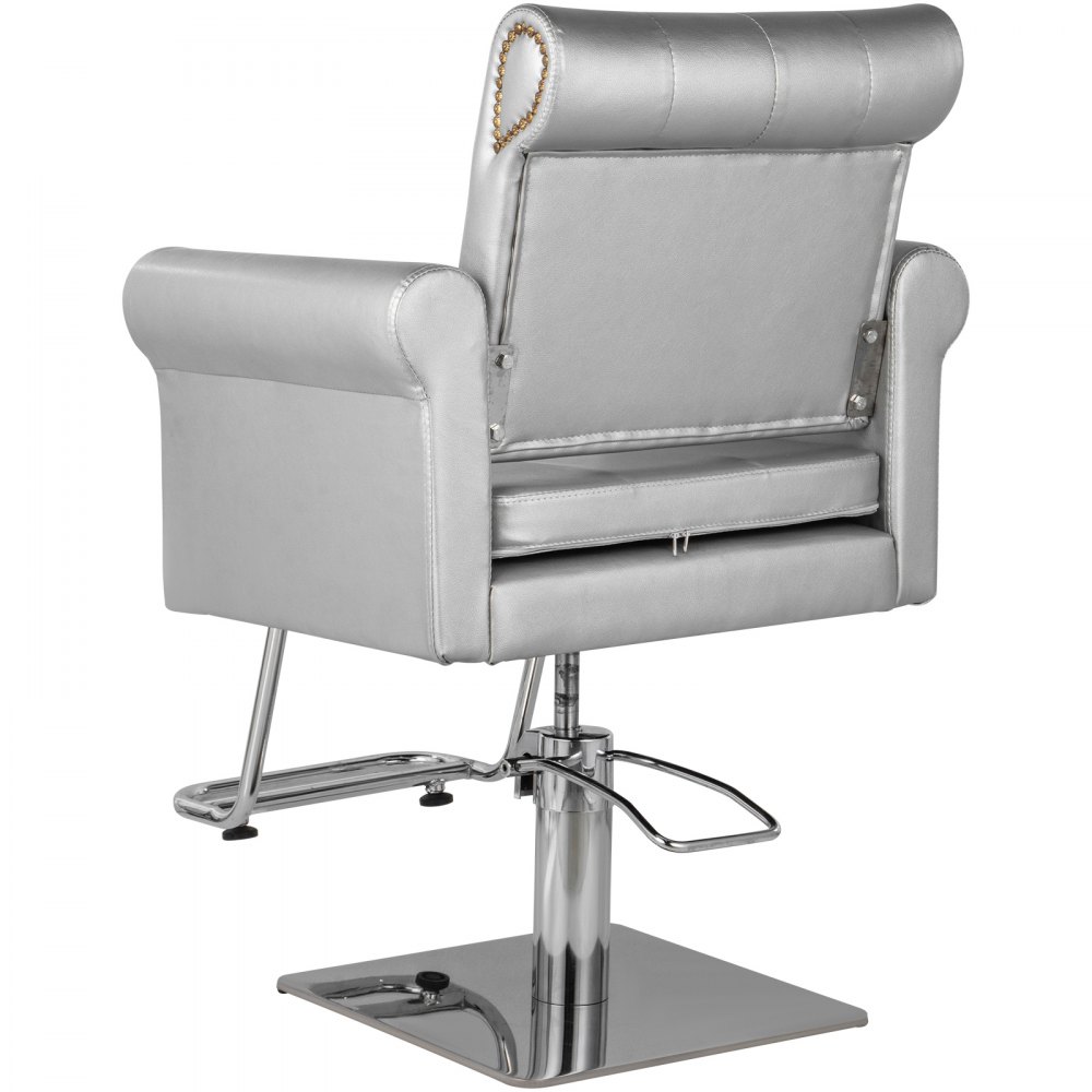 VEVOR Sillas de Peluquería, Sillón Barbero para Salón 65 x 50 x 91-105 cm, Plata