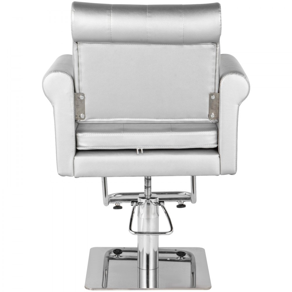 VEVOR Sillas de Peluquería, Sillón Barbero para Salón 65 x 50 x 91-105 cm, Plata