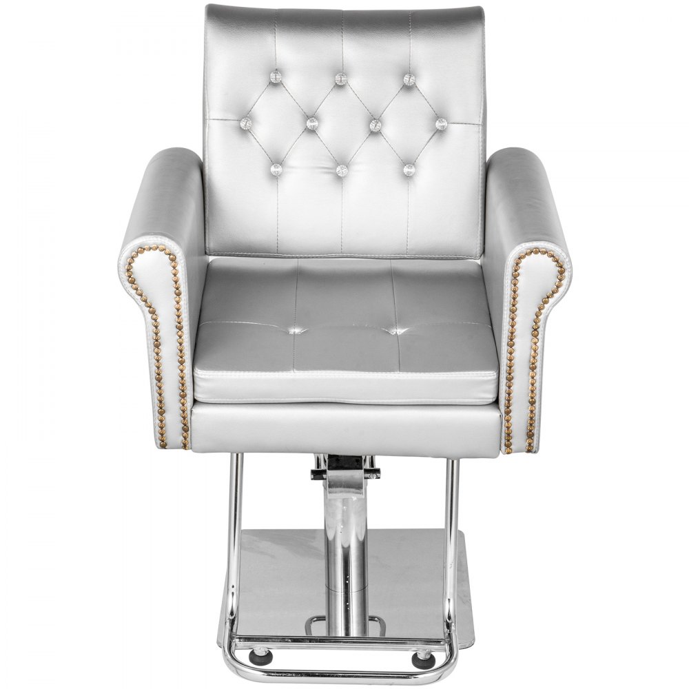 VEVOR Sillas de Peluquería, Sillón Barbero para Salón 65 x 50 x 91-105 cm, Plata