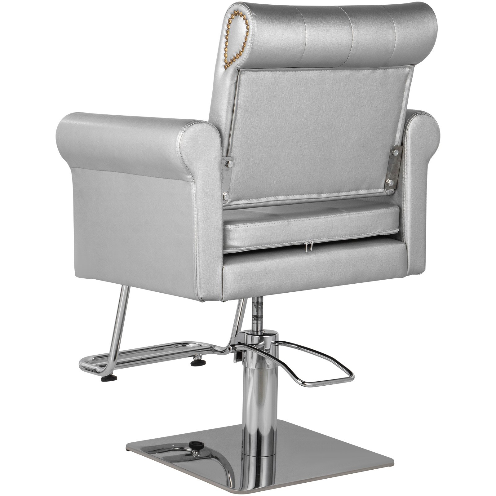 VEVOR Sillas de Peluquería, Sillón Barbero para Salón 65 x 50 x 91-105 cm, Plata