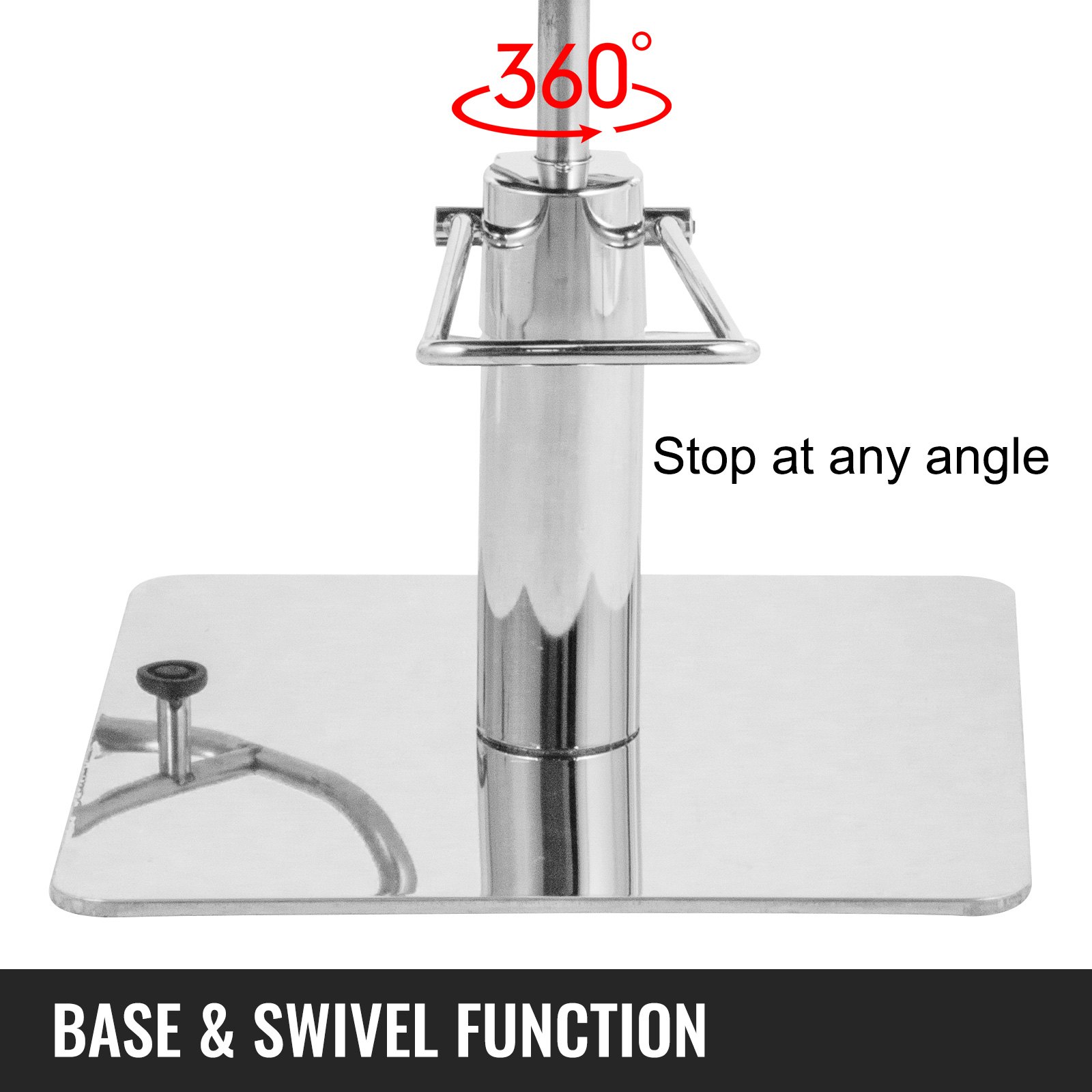 VEVOR Sillas de Peluquería, Sillón Barbero para Salón 65 x 50 x 91-105 cm, Plata