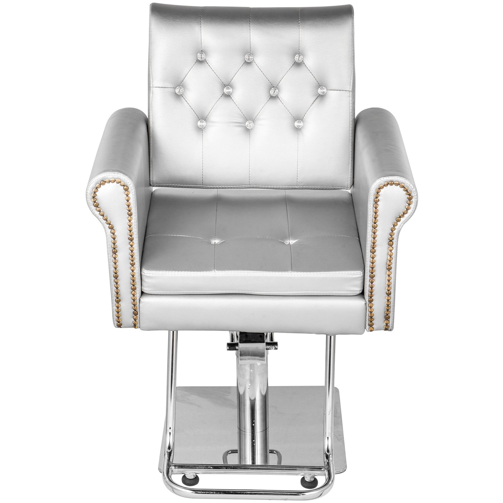 VEVOR Sillas de Peluquería, Sillón Barbero para Salón 65 x 50 x 91-105 cm, Plata