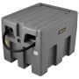 Tanque diésel portátil VEVOR gris con manguera y almacenamiento incorporado, diseñado para un cómodo transporte de combustible.