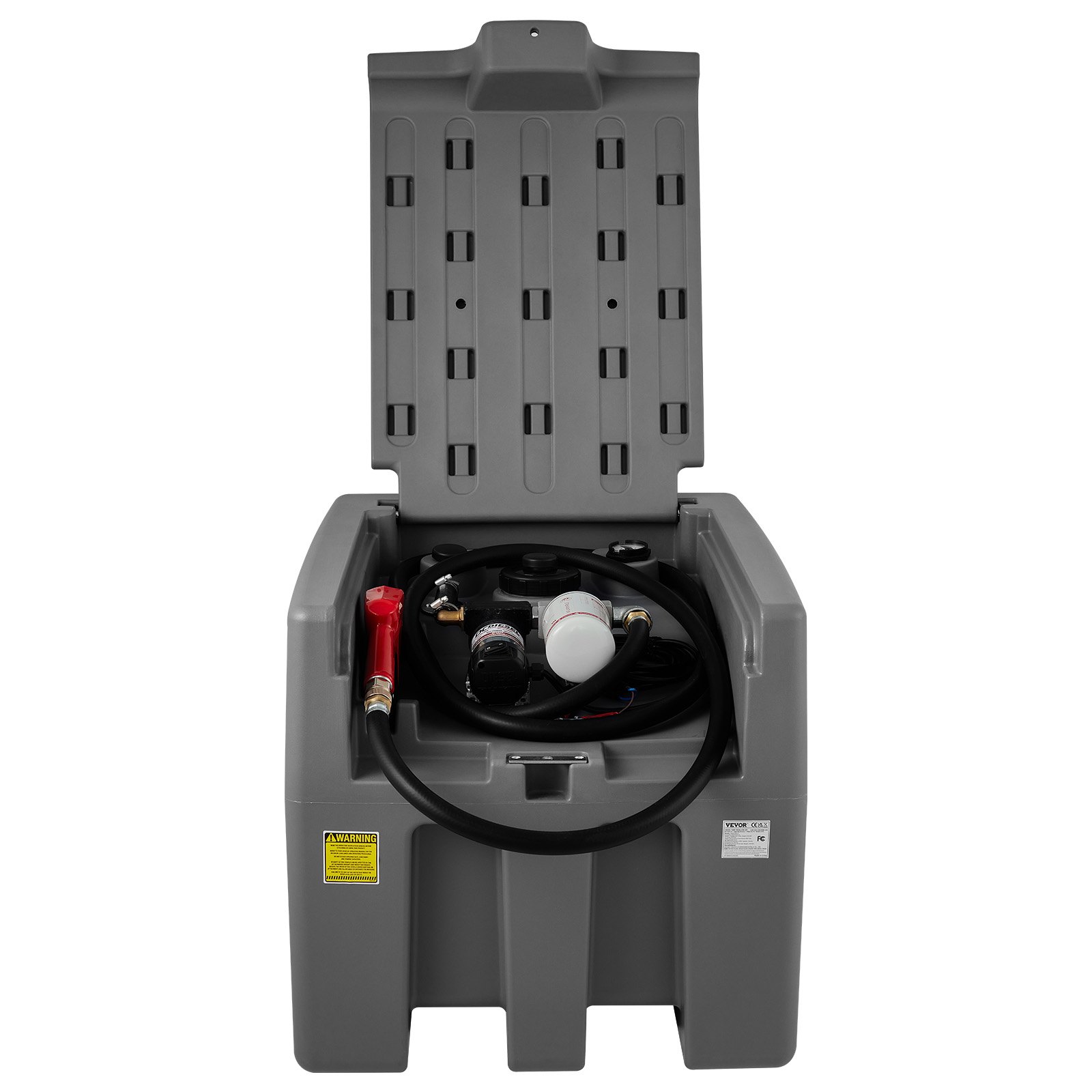 VEVOR Tanque de Diésel Portátil de Polietileno Tanque de Combustible Diésel de 58 Galones con Bomba de Transferencia de 12 V Almacenamiento de Diesel Gris Flujo Máximo de 10,6 GPM para Camión Tractor