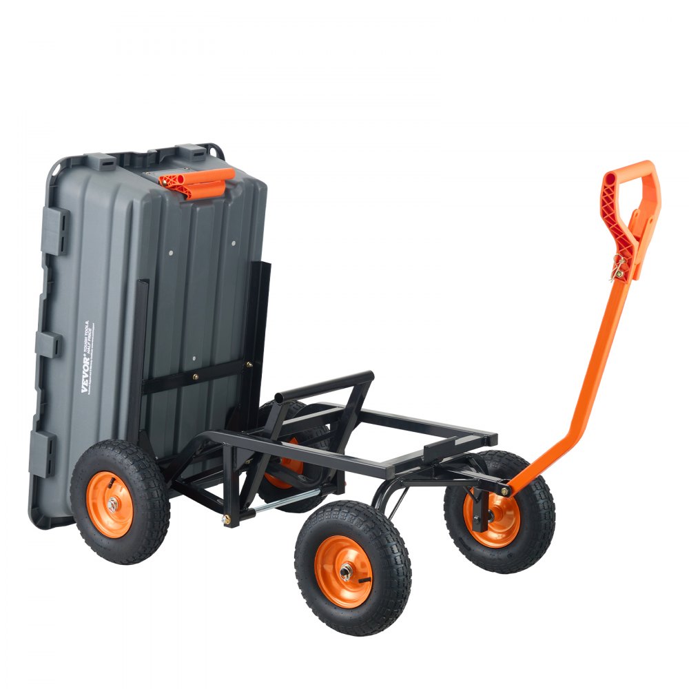 Carro volcador VEVOR, carro volcador de polietileno para jardín con marco de acero fácil de montar, vagón volcador con mango convertible 2 en 1, carretilla utilitaria de 1500 libras de capacidad, neumáticos de 13 pulgadas